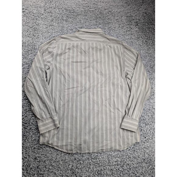 Express Shirt Men Large Gray Striped Normcore Stretch Long Sleeve Preppy Casual - Picture 5 of 6